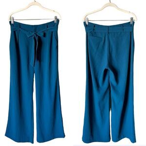 Joie Blue Dress Pants Straight Wide Leg Belted Size S